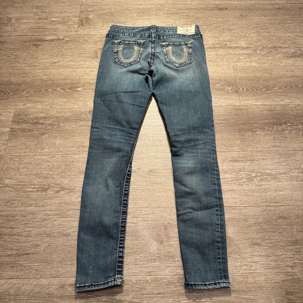 True Religion Super Skinny Jeans Women 28 Blue Cotton Big T Y2K Streetwear 28x29 - Picture 7 of 14